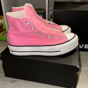 pink platform high top converses